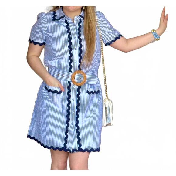 SAIL TO SABLE Dresses & Skirts - NEW SAIL TO SABLE ella belted shirt dress in blue/white stripe